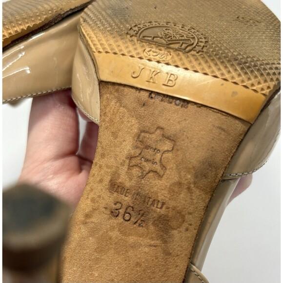 Jimmy Choo Nude Slingback Pumps w/ Ribbon Detail Patent Leather Sz EU 36.5 6.5 - Picture 11 of 14